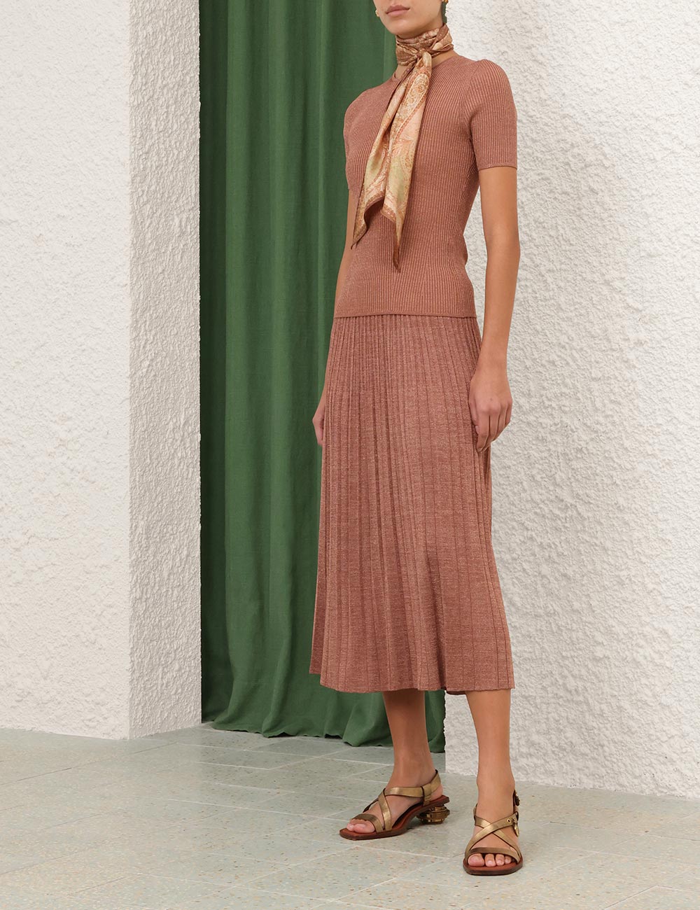 Wanderlust Metallic Midi Skirt