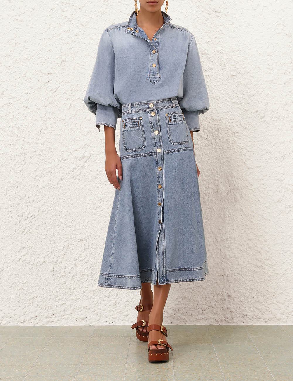 Denim Midi Skirt
