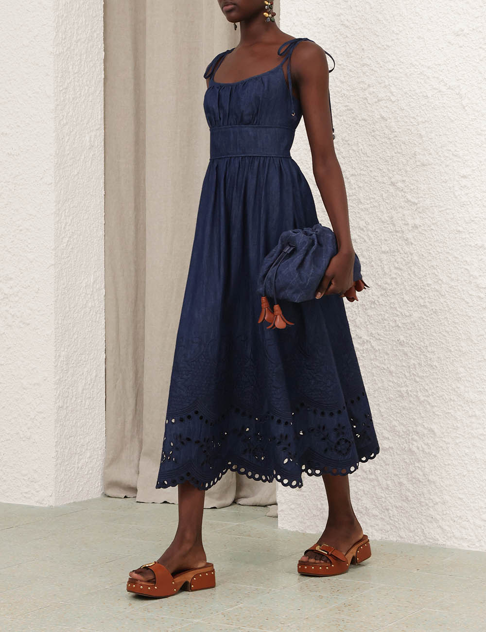 Mahon Broderie Denim Midi