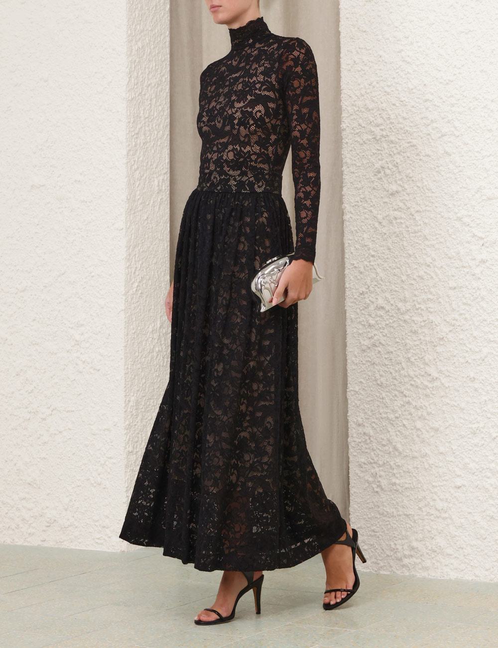 Lace Gathered Maxi Skirt