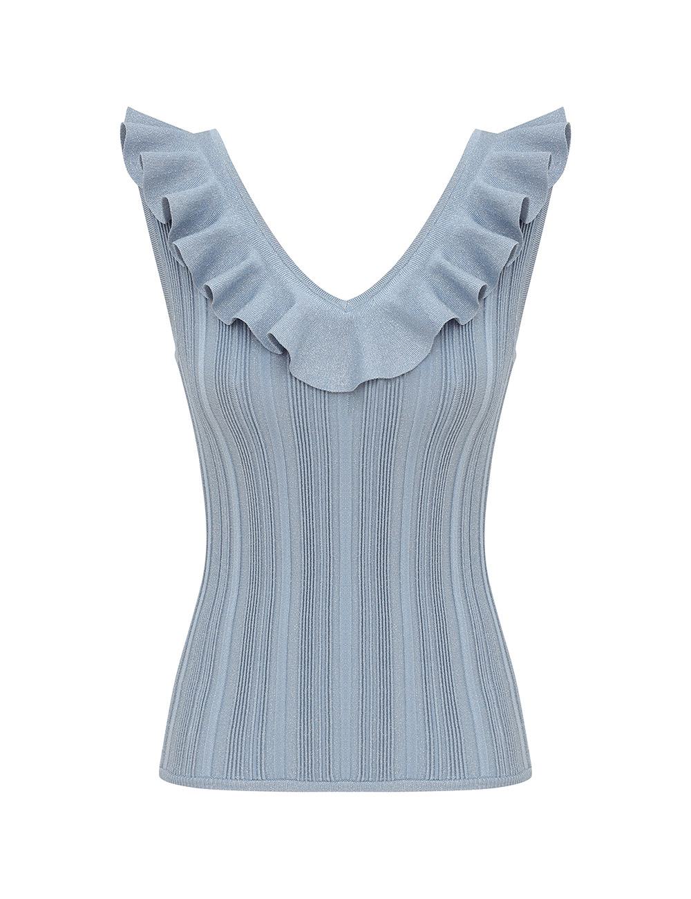 Aster Metallic Frill Top