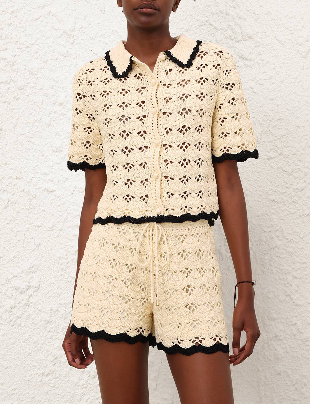 Aster Crochet Polo Top