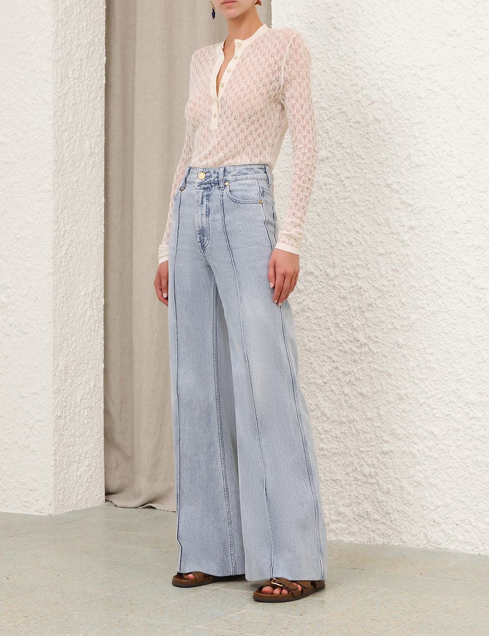 Lace Knit Buttoned Top