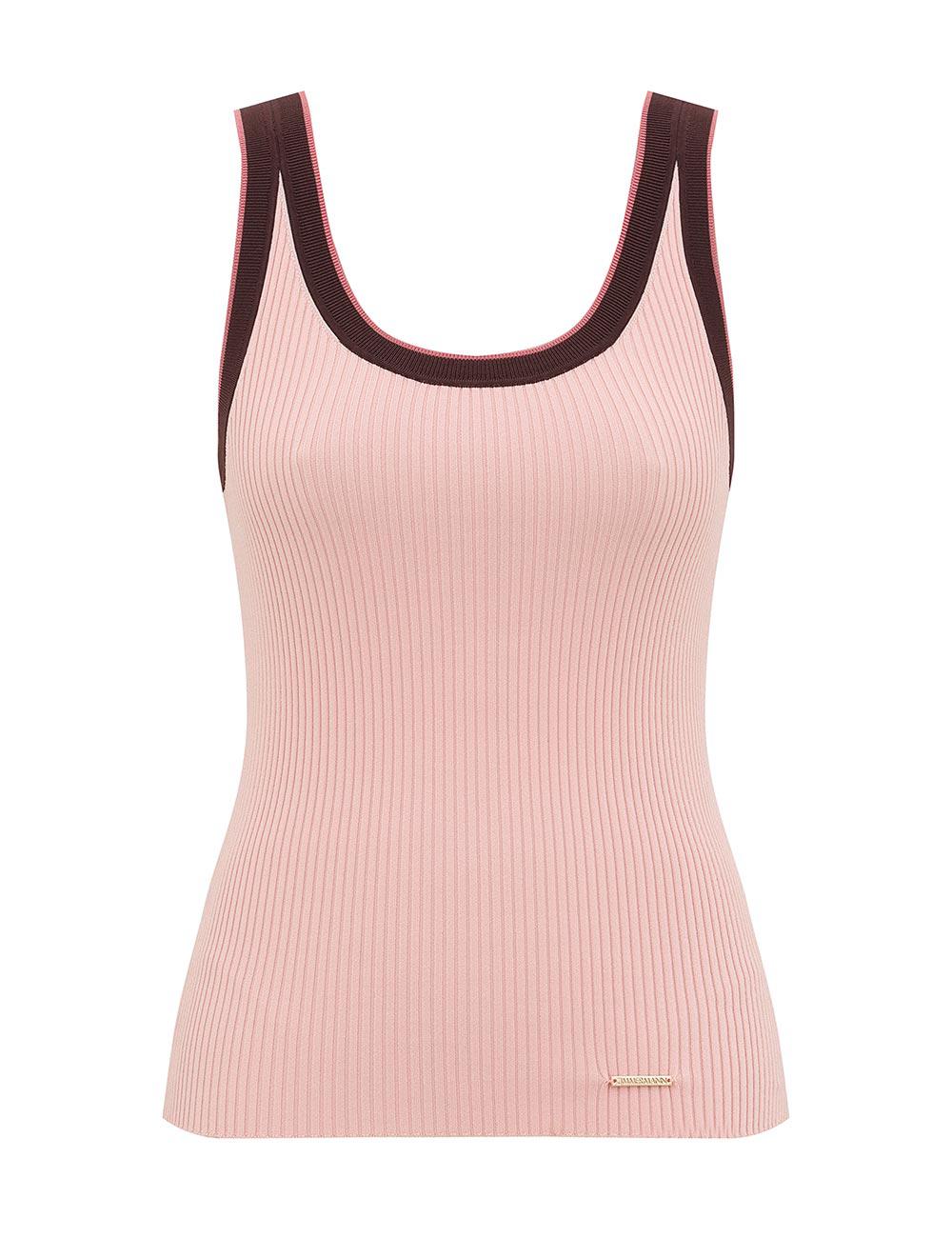 Contrast Rib Scoop Tank