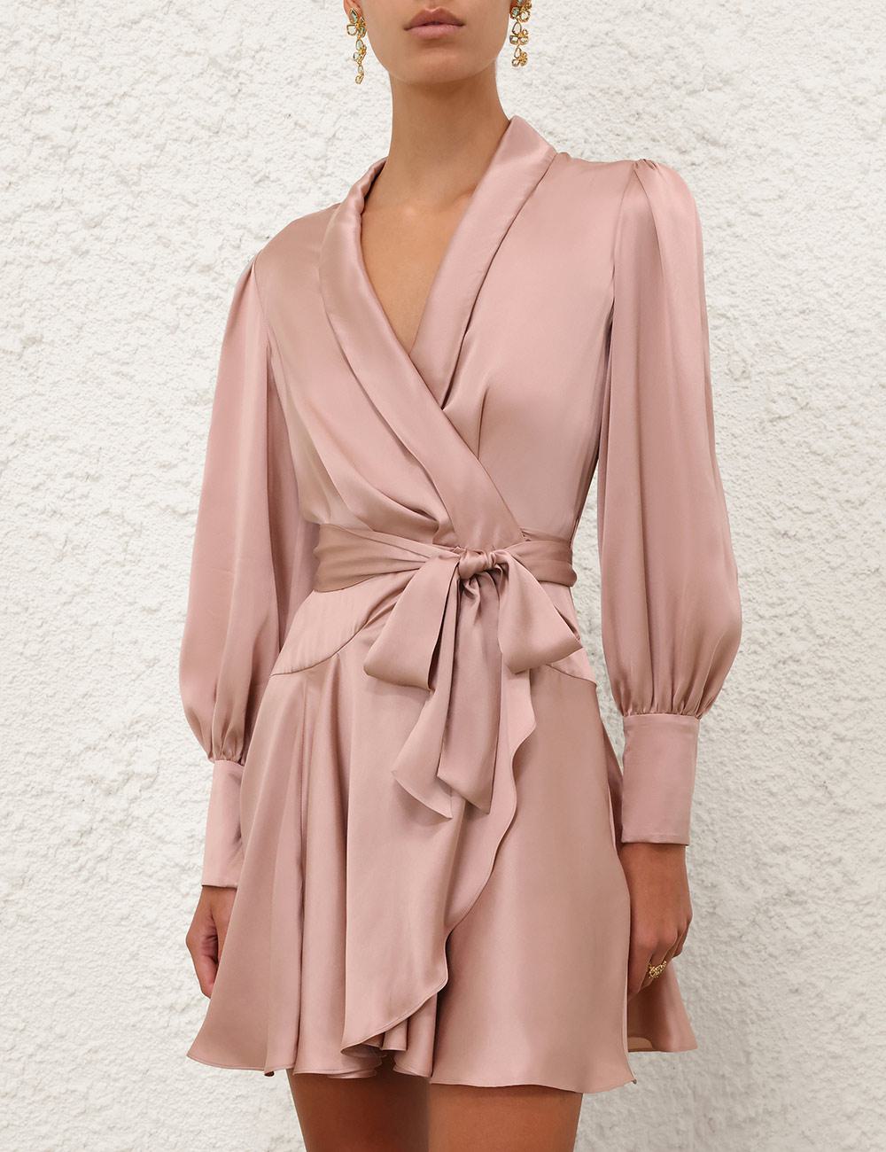 Silk Wrap Mini Dress