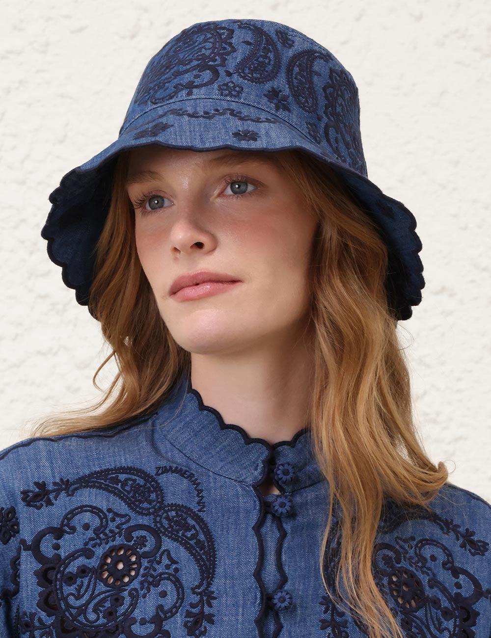 Embroidered Denim Bucket Hat