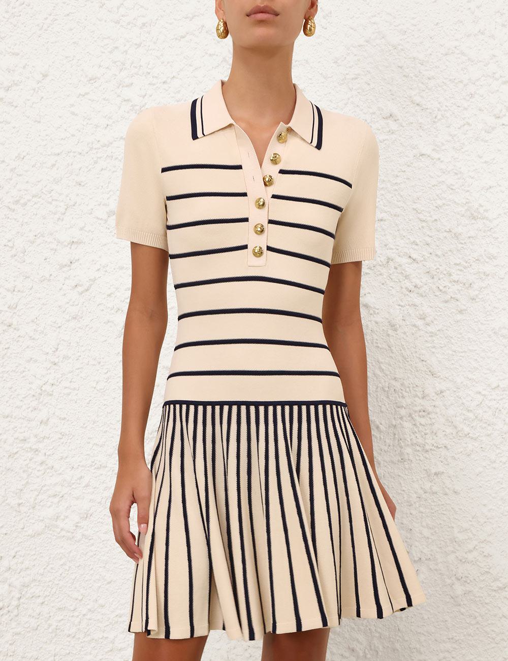 Luna Striped Polo Mini Dress