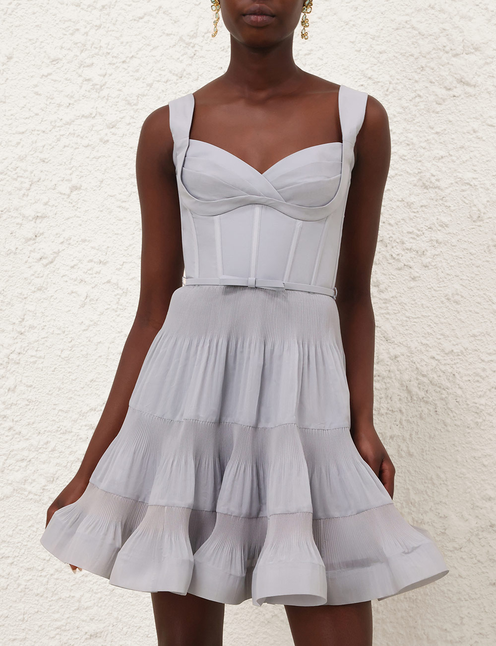 Pleated Draped Mini Dress