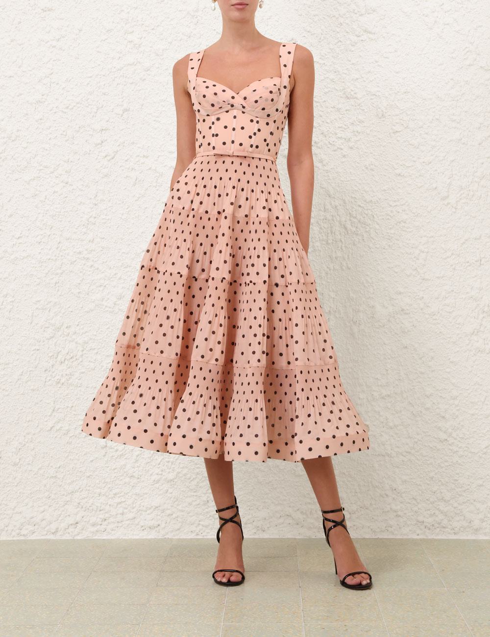 Pleated Draped Midi Dress
