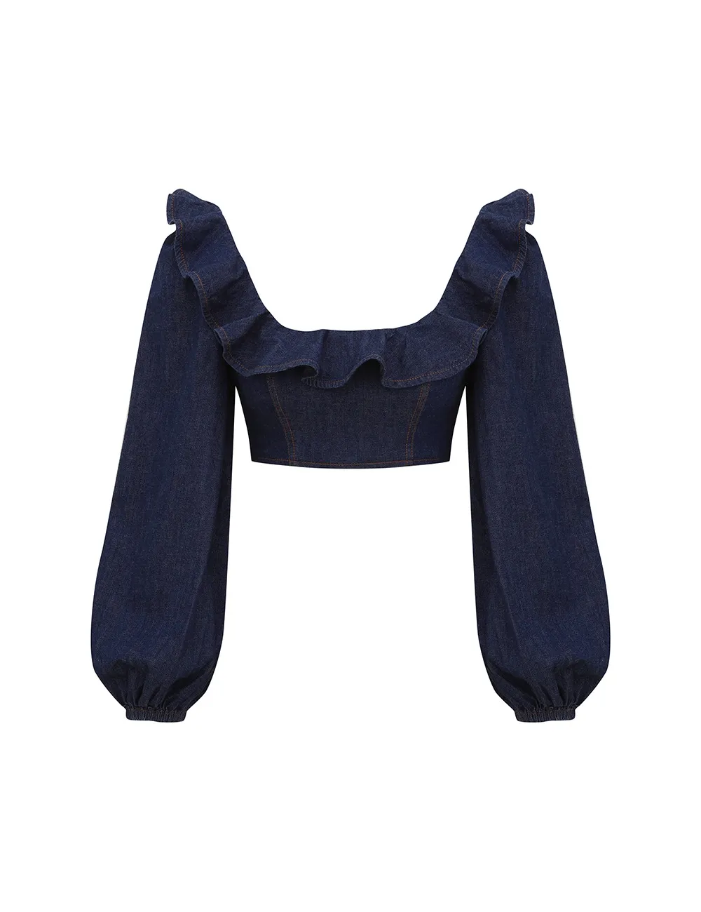 Aster Denim Frill Top