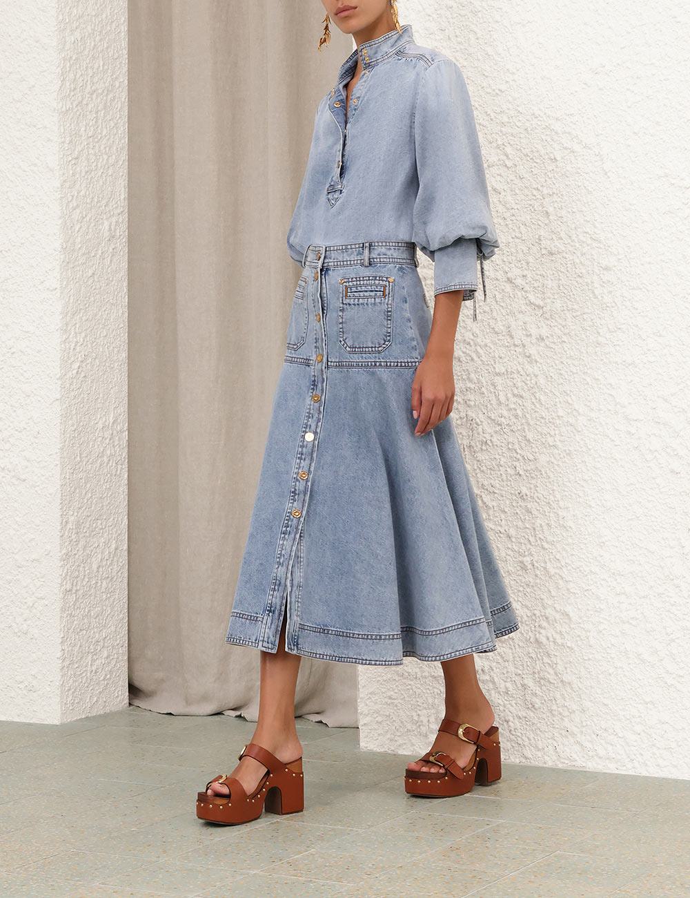 Denim Midi Skirt