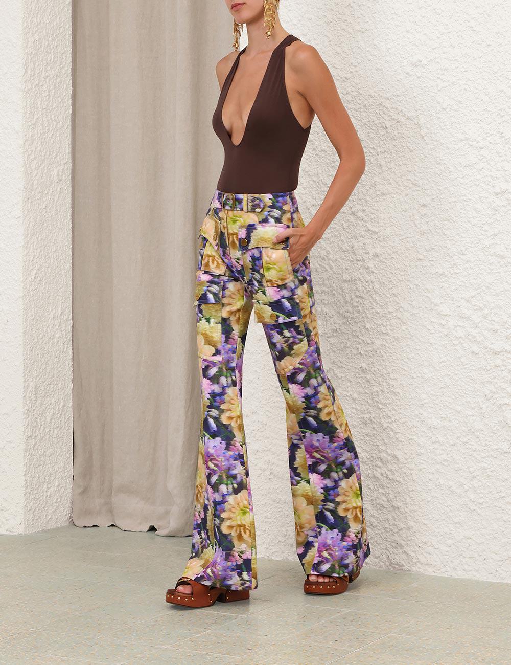 Luna Printed Drill Flare Pant