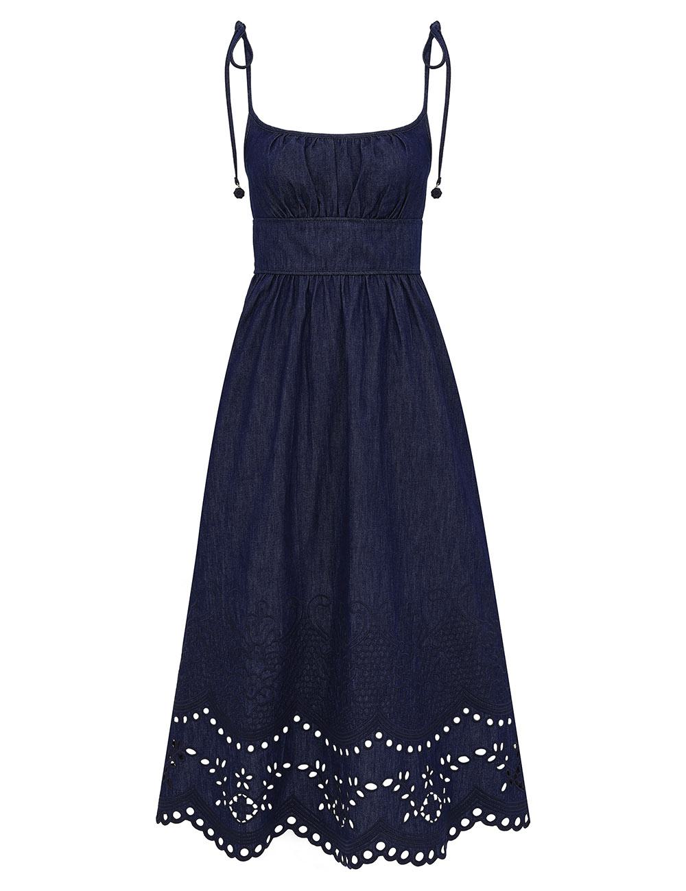 Mahon Broderie Denim Midi