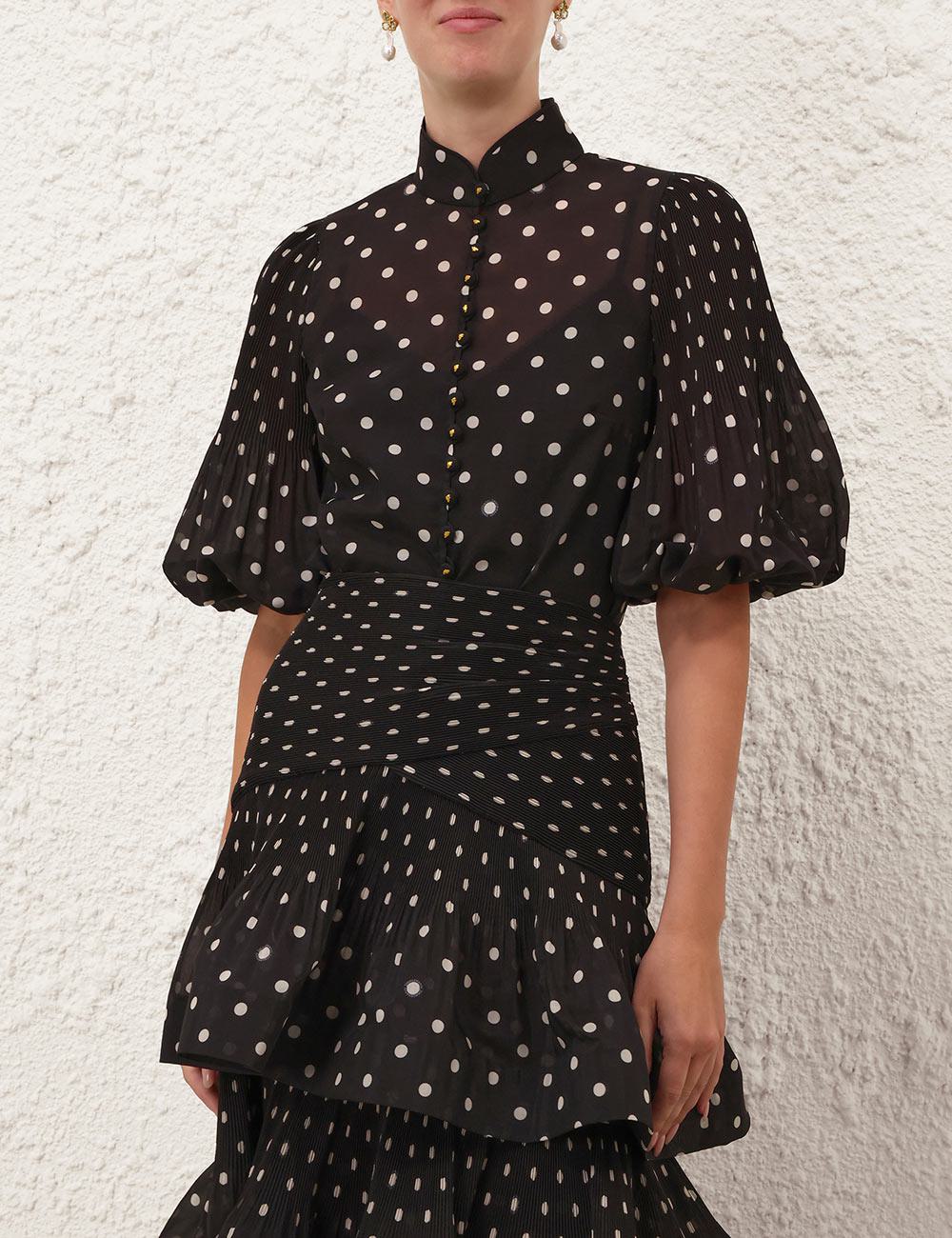 Pleated Button Blouse