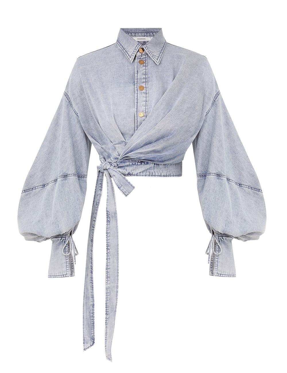 Rebellion Denim Wrap Top