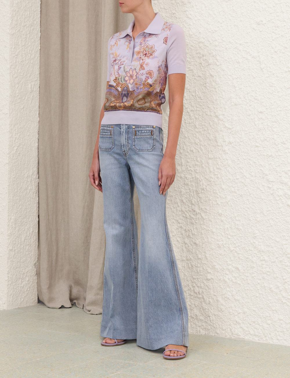 Luna Printed Silk Polo