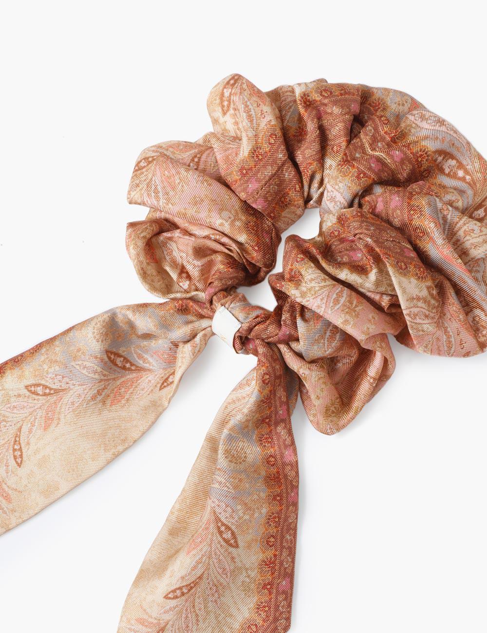 Printed Silk Tie Scrunchie