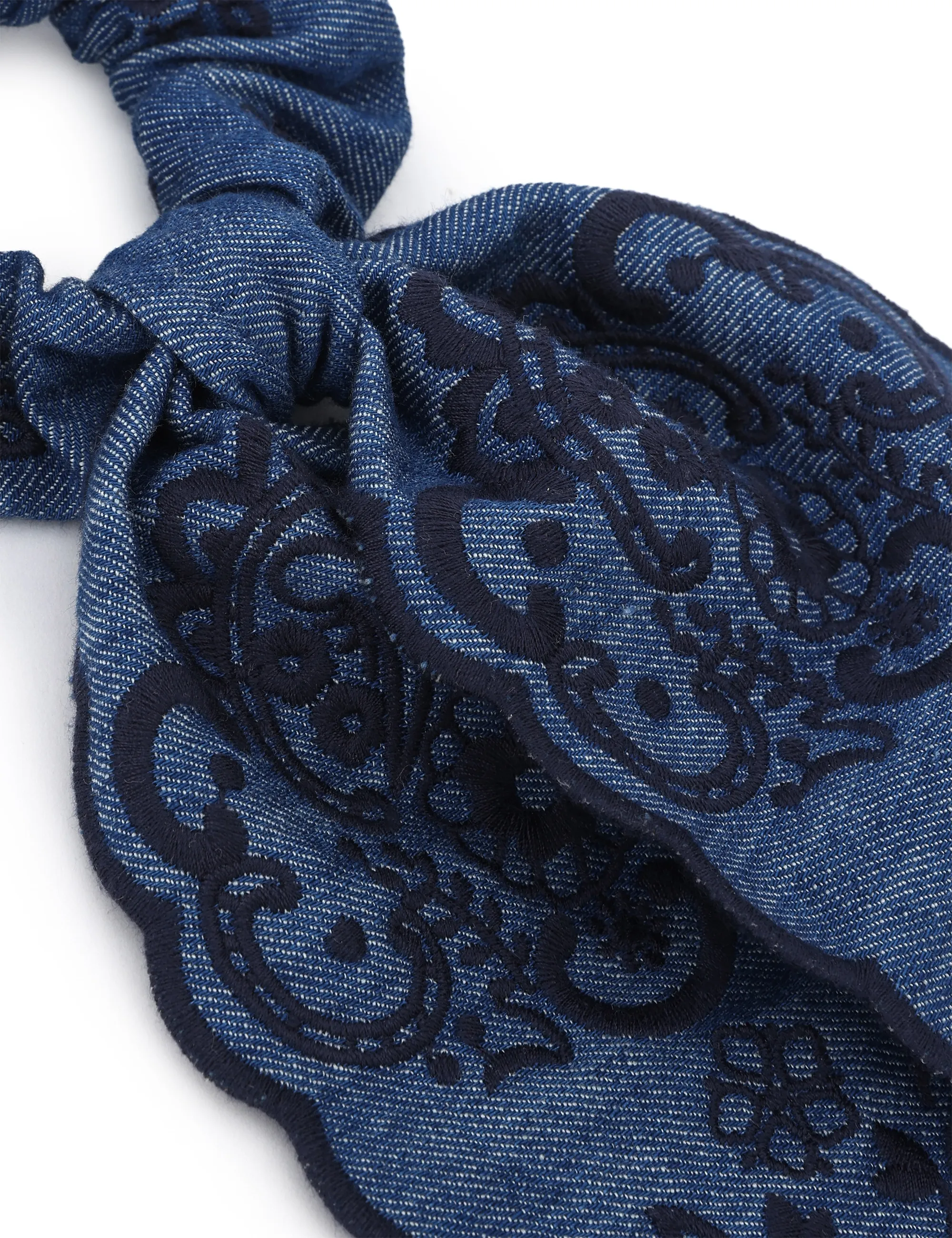 Embroidered Tie Scrunchie