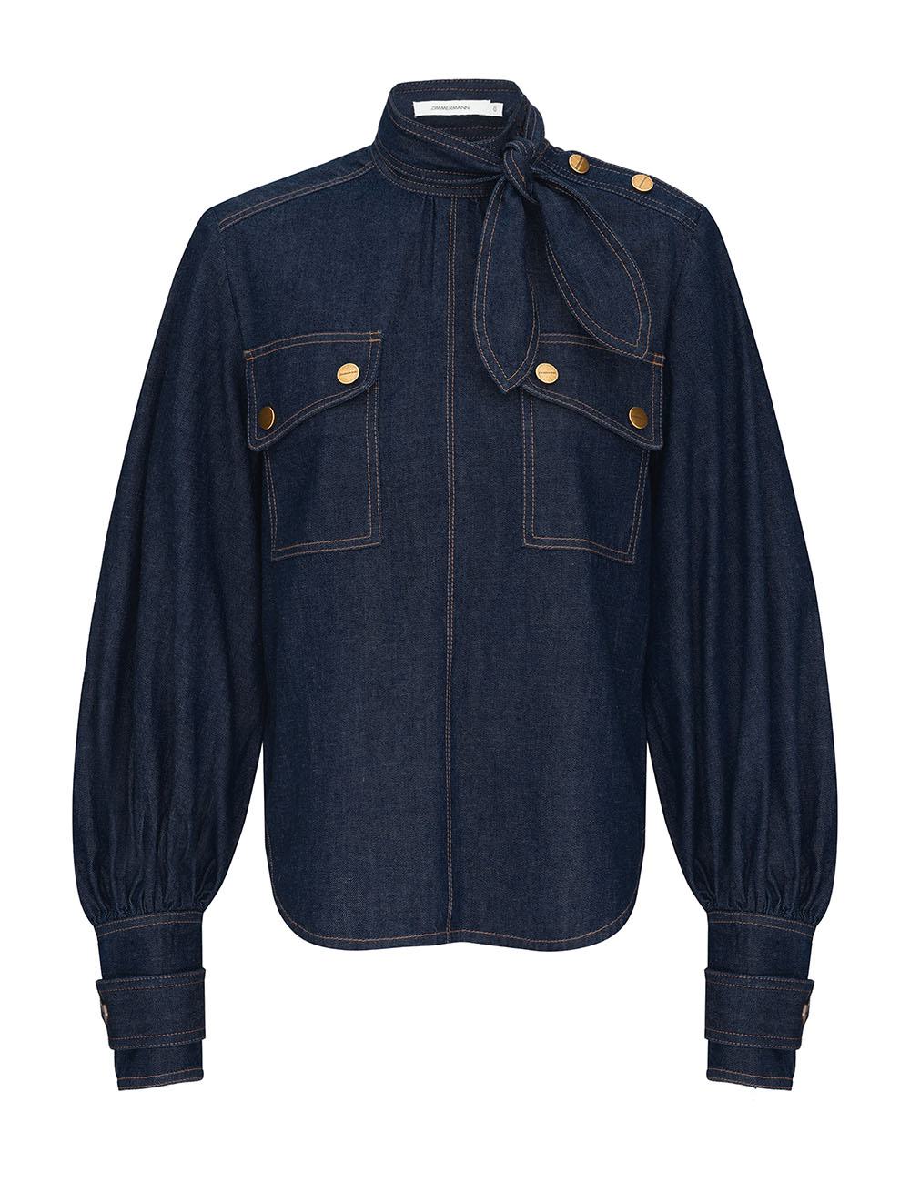 Denim Cargo Blouse