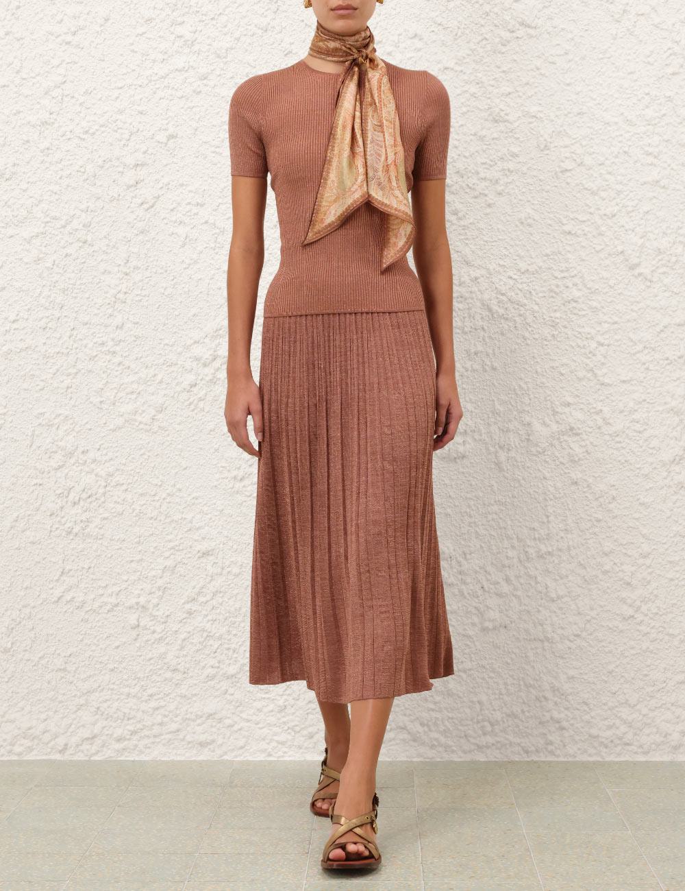 Wanderlust Metallic Midi Skirt