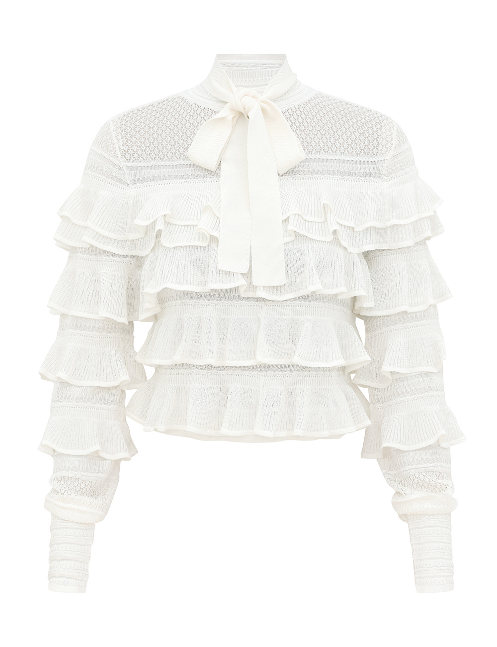 Luna Lace Frill Tie Neck Top